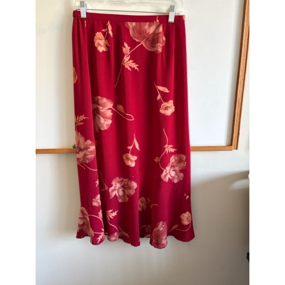 Norton McNaughton Petites Red Floral Maxi Skirt, Size S